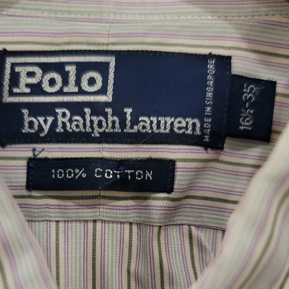 Polo Ralph Lauren 100% Cotton Button-Down Cream & Lavendar Shirt-Size 16 1/2-35
